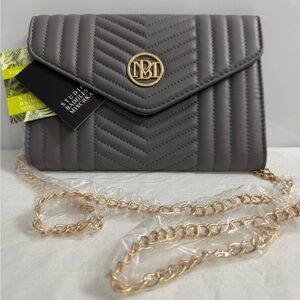 Brand New Badgley Mischka Gray Quilted Crossbody Bag/Clutch